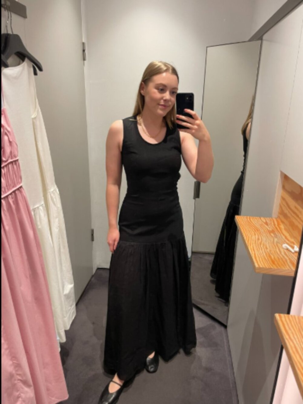 COS NWT Black Sleeveless Midi Cut Out Back Dress Size Medium